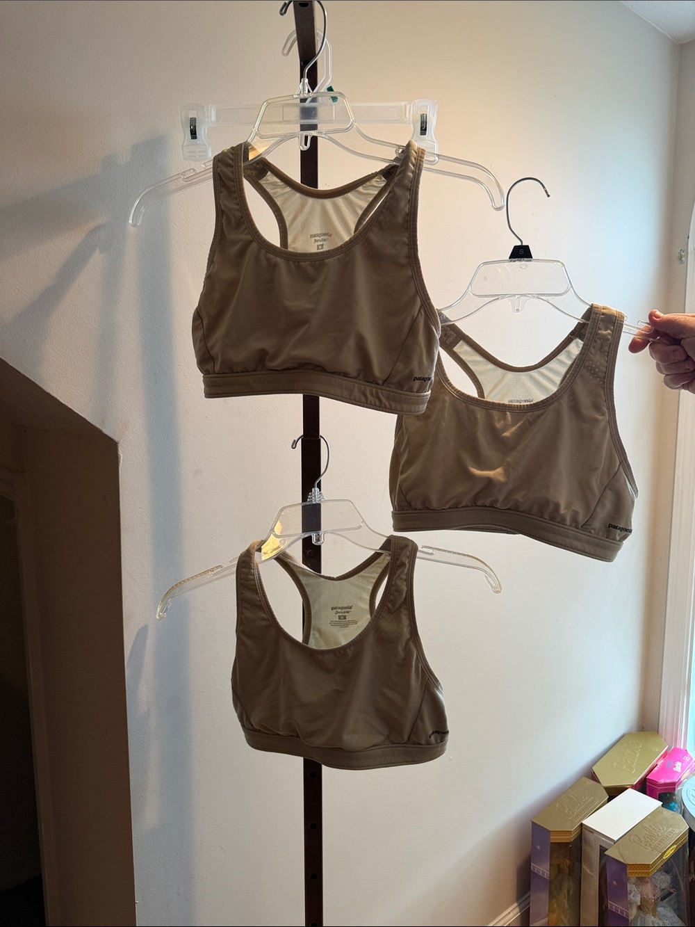 Patagonia Taupe Sports Bra Trio - Neutral Racerback